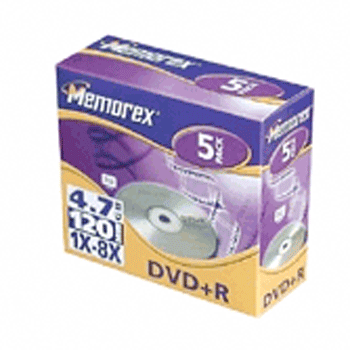 32025504 - Memorex - 5 Units 4.7 GB DVD+R MEDIA *8 Jewel case - 