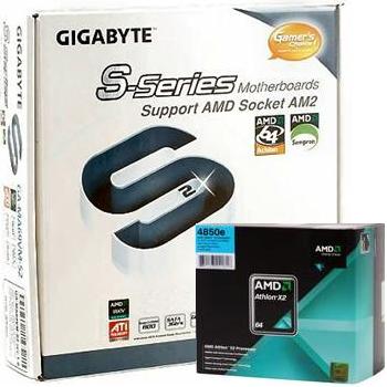 GA-MA78GM-S2H-4850e - Gigabyte - GA-MA78GM-S2H - Socket AM2+ - AMD 780G chipset - Integrated ATI Radeon HD3200 with VGA, DVI and HDMI 1.3 with full 1080p support outputs - Dual Channel DDR2 1066 - DirectX10 support - HDCP - 1 x PCI-E 2.0 x16 - 1 x PCI Express x1 - 2 x PCI slots - 1 x IDE - 5 x SATA2 with RAID - eSATA - 7.1 channel audio - S/PDIF optical on back pannel - Gigabit LAN - mATX <B>With AMD 4850e BOX CPU</B> - ���� ���� ������