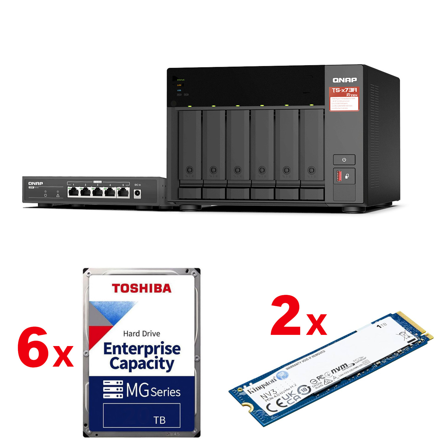 QNAP - TS-673A-8G-96TB - התמונה להמחשה בלבד